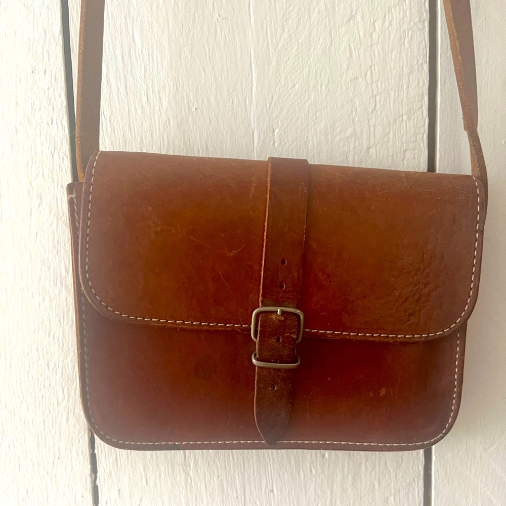 Antique/Vintage European Leather Crossbody Small Bag Purse Beautiful!